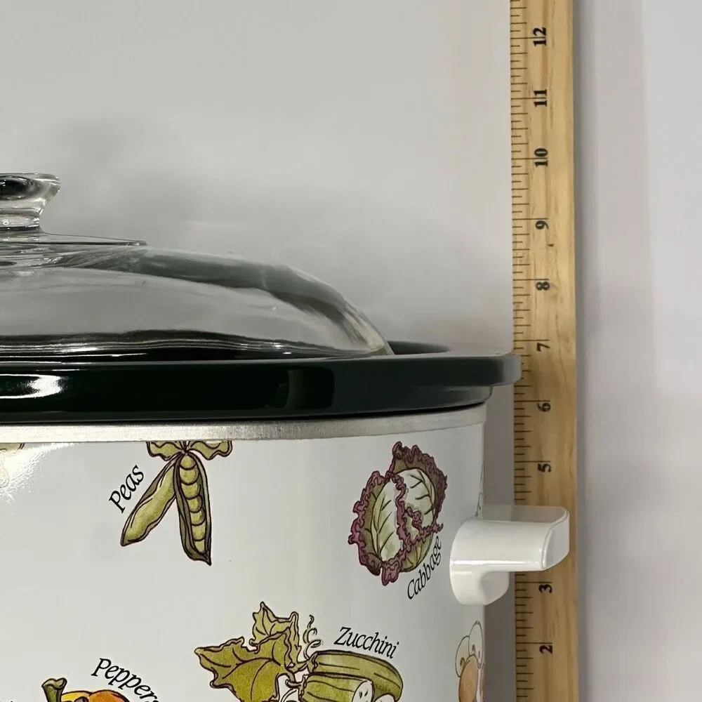 Vintage Rival Crockpot Stoneware Slow cooker Oval Vegetable Design Model 3755 5.